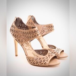 Sam Edelman Alva Leather High Heel Sandal, Classic Nude color in size 7